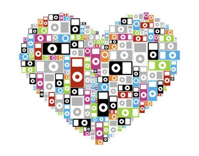 several ipods put together to form a heart