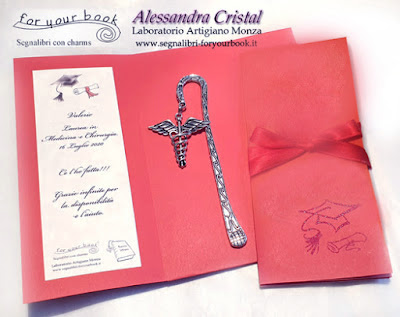 segnalibro laurea metallo caduceo