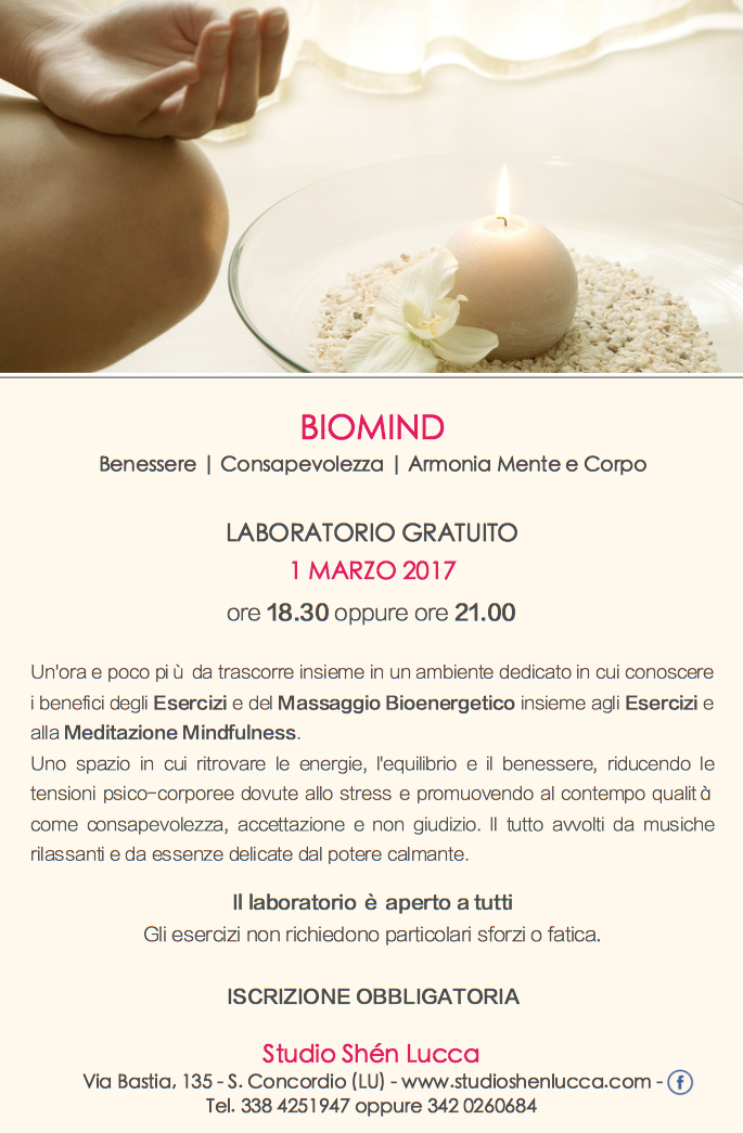 Laboratorio Gratuito BIOMIND: Bioenergetica e Mindfulness