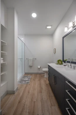 Bathroom in model apartment at The Val