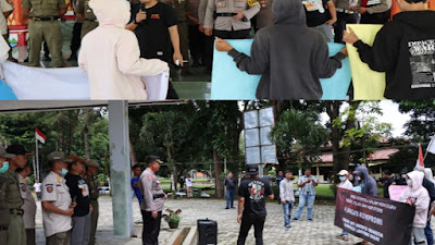 Polres Lampung Barat Laksanakan Pengamanan Unjuk Rasa di Kantor Pemkab Lambar 