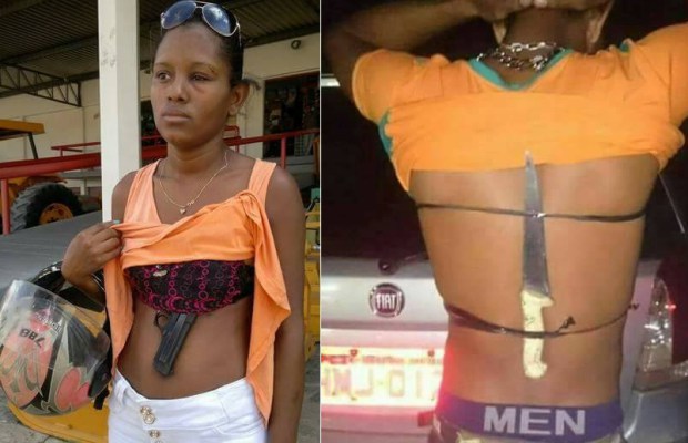 Female Armed Robber Arrested In Lagos With Gun Hidden In Between Her Bré@st