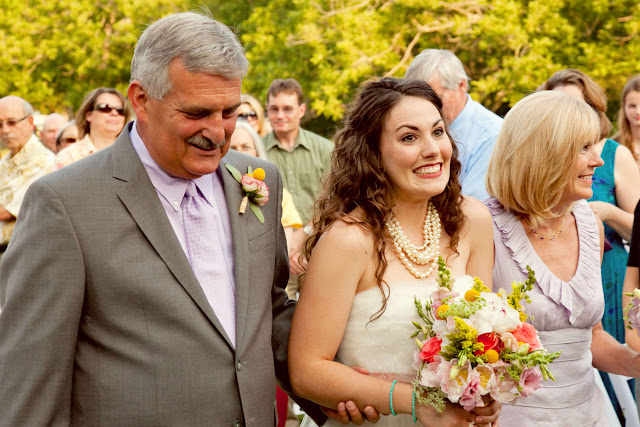 turquoise and coral backyard wedding