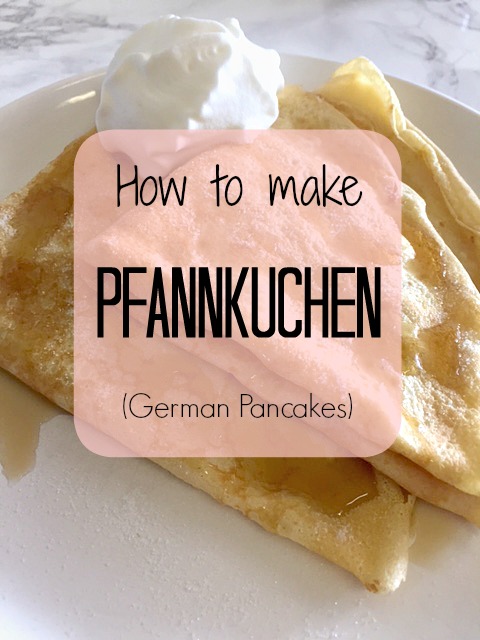 pfannkuchen, german pancakes with cream, sugar and maple syrup