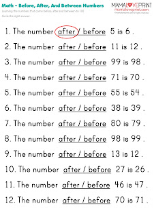 Mama Love Print 自製工作紙  - 數字的前後概念 (100以內) 練習題  Before and After (within 100) Daily Math Practice (No Preparation)  Free Learning Activities Kindergarten Math Worksheet Free Download No Preparation Homeschooling