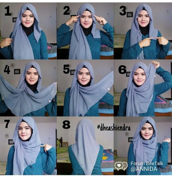 Trend pola kreasi tutorial gaya desain model hijab dengan jilbab atau kerudung segi empa 35 Model Tutorial Hijab Segi Empat Terbaru 2017/2018