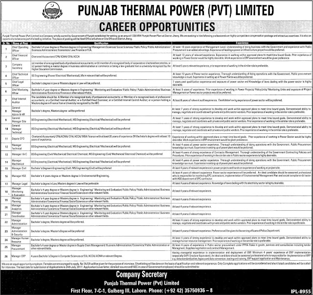 Jobs in WAPDA Punjab Thermal Power Jobs