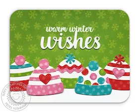 Sunny Studio Stamps: Warm & Cozy Warm Winter Wishes Hat Christmas Card by Mendi Yoshikawa