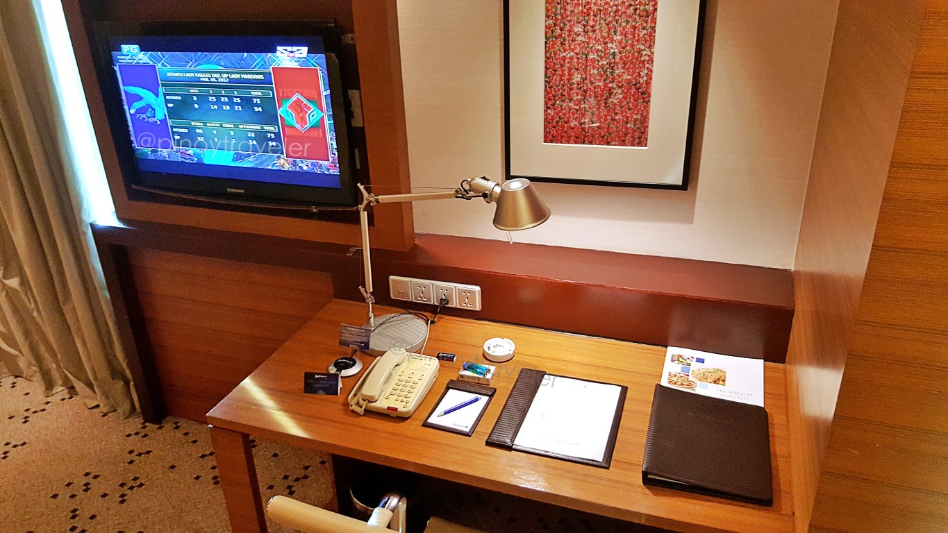 writing desk of room 1501 w/ two big windows at Radisson Blu Cebu Hotel