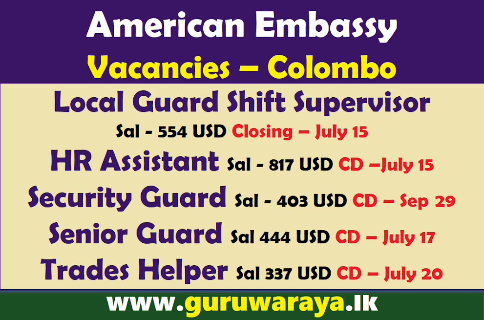 American Embassy Vacancies - Colombo
