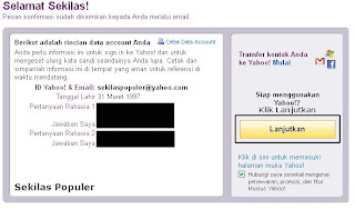 Konfirmasi Pendaftaran Yahoo