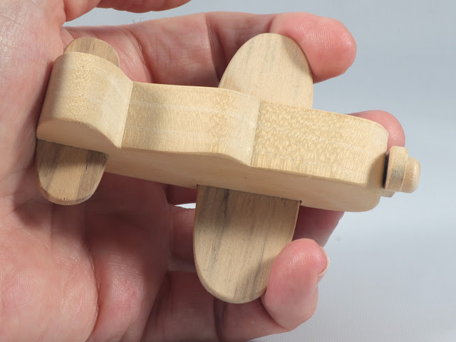 Wood Toy Airplane, Handmade Unfinished, Unpainted, Paintable Bare Wood, and Ready To Paint