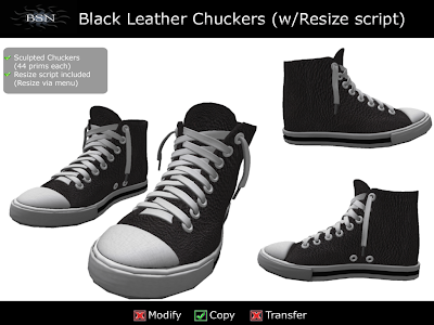 BSN Black Leather Chuckers with Resize Script