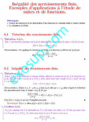 Inégalité des accroissements ﬁnis Exemples d'applications à l'étude de suites et de fonctions