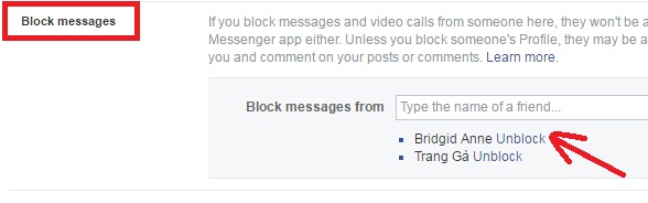 How do you unblock message on Facebook