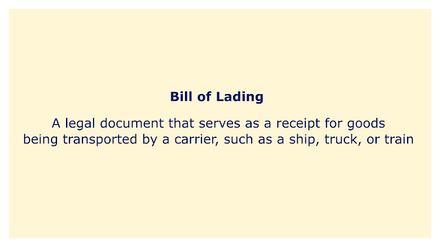 A legal document that serves as a receipt for goods being transported by a carrier, such as a ship, truck, or train.