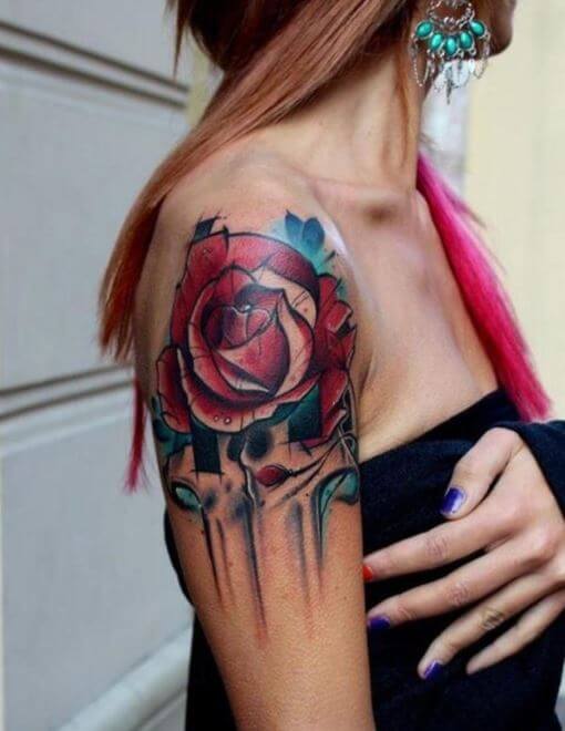 Rose Sleeve Tattoo Female - Quarter Sleeve Tattoos For Girls