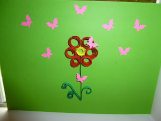 Carte en quilling fleur papillons