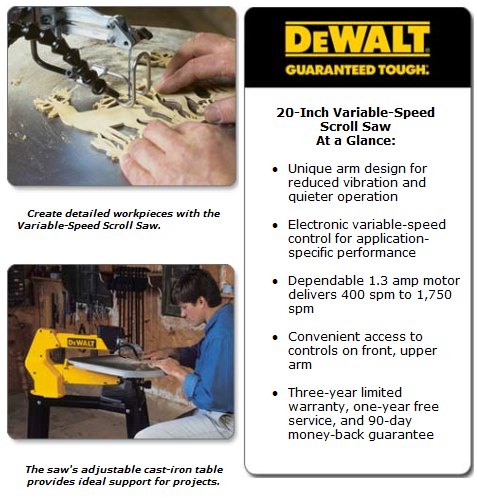 DEWALT DW788 1.3 Amp 20-Inch Scroll Saw