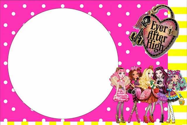 Para hacer invitaciones, tarjetas, marcos de fotos o etiquetas de Ever After High Amarillo y Rosa para imprimir gratis.