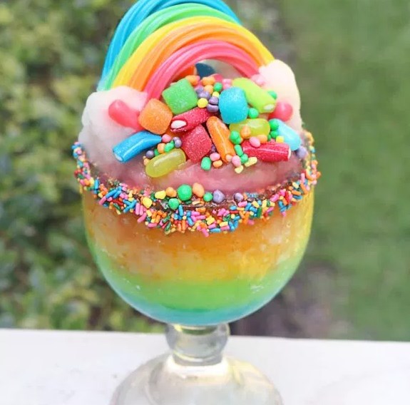 Layered Rainbow Frozen Drink