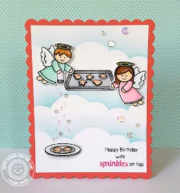 Sunny Studio Stamps: Little Angels & Blissful Baking Happy Birthday With Sprinkles On Top Card by Lindsey Sams.