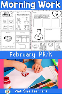 February Morning Work for Kindergarten | Language Arts & Math | PreK Worksheets February is filled with holidays and excitement, so let this No Prep - Print and Go February Morning Work for Kindergarten help you save time while helping your students master key language arts and math skills. This February Print and Go Morning work set is perfect for Kindergarten students. Just print the worksheets and your students will be busy learning and practicing important skills. These worksheets and practice pages can be used for more than morning work, they would also make great small group instruction practice, homework, intervention activities and more!