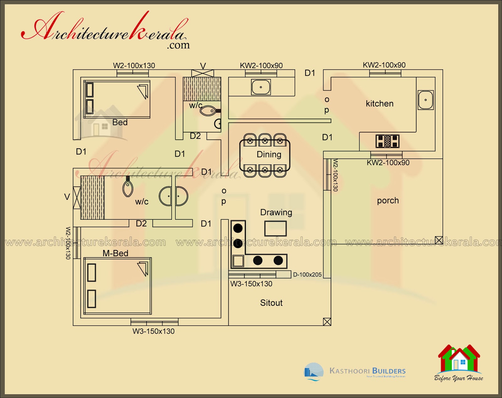 BELOW 1000  SQUARE  FEET  HOUSE  PLAN  AND ELEVATION 