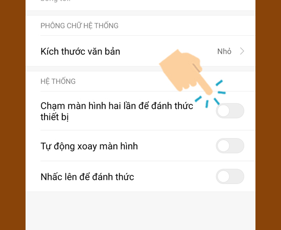Bật Chạm màn hình hai lần để đánh thức thiết bị