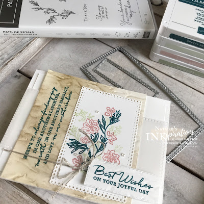By Angie McKenzie for #GDP241 Color Challenge entry; Click READ or VISIT to go to my blog for details! Featuring the Path of Petals Stamp Set, Ornate Layers Dies and Old World Paper 3D Embossing Folder which is available to customers on June 3, 2020; #GDP241 #stampinup #handmadecards #naturesinkspirations #stationerybyangie #naturecards #anyoccasioncards #cardchallenges #makingotherssmileonecreationatatime #pathofpetalsstampset #ornatelayersdies #sponging #cardtechniques #keepstamping