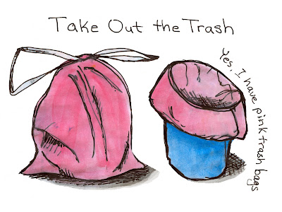 Trash bags, Watercolour and Ink by Ana Tirolese ©2012