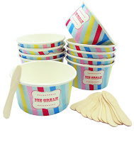 Robert Gordon Rainbow Stripe Ice Cream Cups and Wooden Spoons