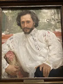 Retrato de Leonid Andreiev, escritor ruso del siglo XX, con expresión introspectiva y mirada penetrante, representado en estilo artístico .
