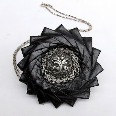 black and graphite origami necklace