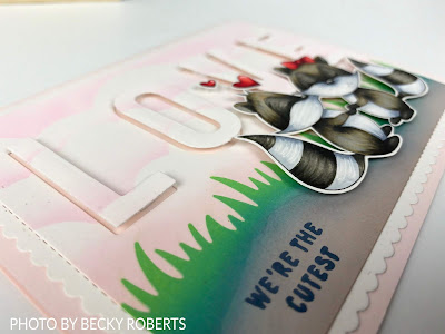 Handmade card, featuring Copic colored image, ink blended background, die cutting and stamping