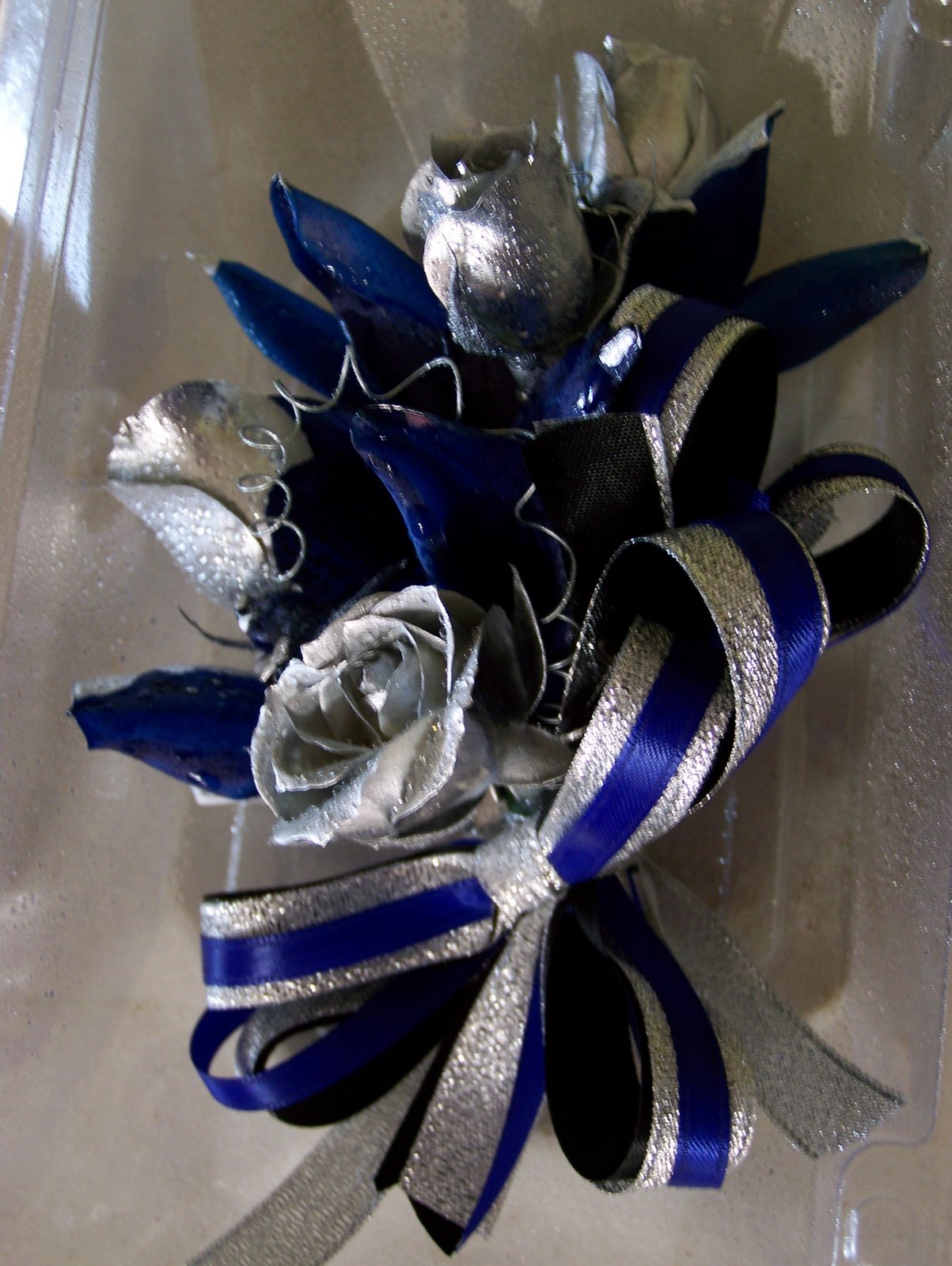 types of flowers yahoo Blue and Silver Wrist Corsage | 1203 x 1600