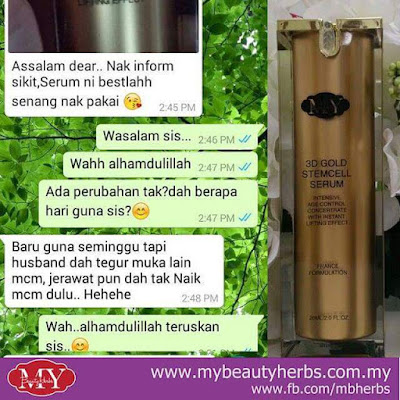 Cara hilangkan parut hitam ,  Cara nak hilangkan jeragat , Kecutkan jerawat , Nak kulit flawless , Dapatkan kulit tona sekata , Kecilkan liang pori ,  Petua kulit flawless , Cara melembapkan kulit muka , Anjalkan kulit muka ,  Kawal minyak muka ,  Cerahkan kulit wajah ,  Tegangkan kulit muka yang menggeleber, Hilangkan gelap bawah mata , Melindungi kulit dari sinaran UV , Cara hilangkan garis halus dan kedutan muka , 3D Gold Stemcell Serum Dari My Beauty Herbs ,  My Beauty Herbs , 3D Gold Stemcell Serum