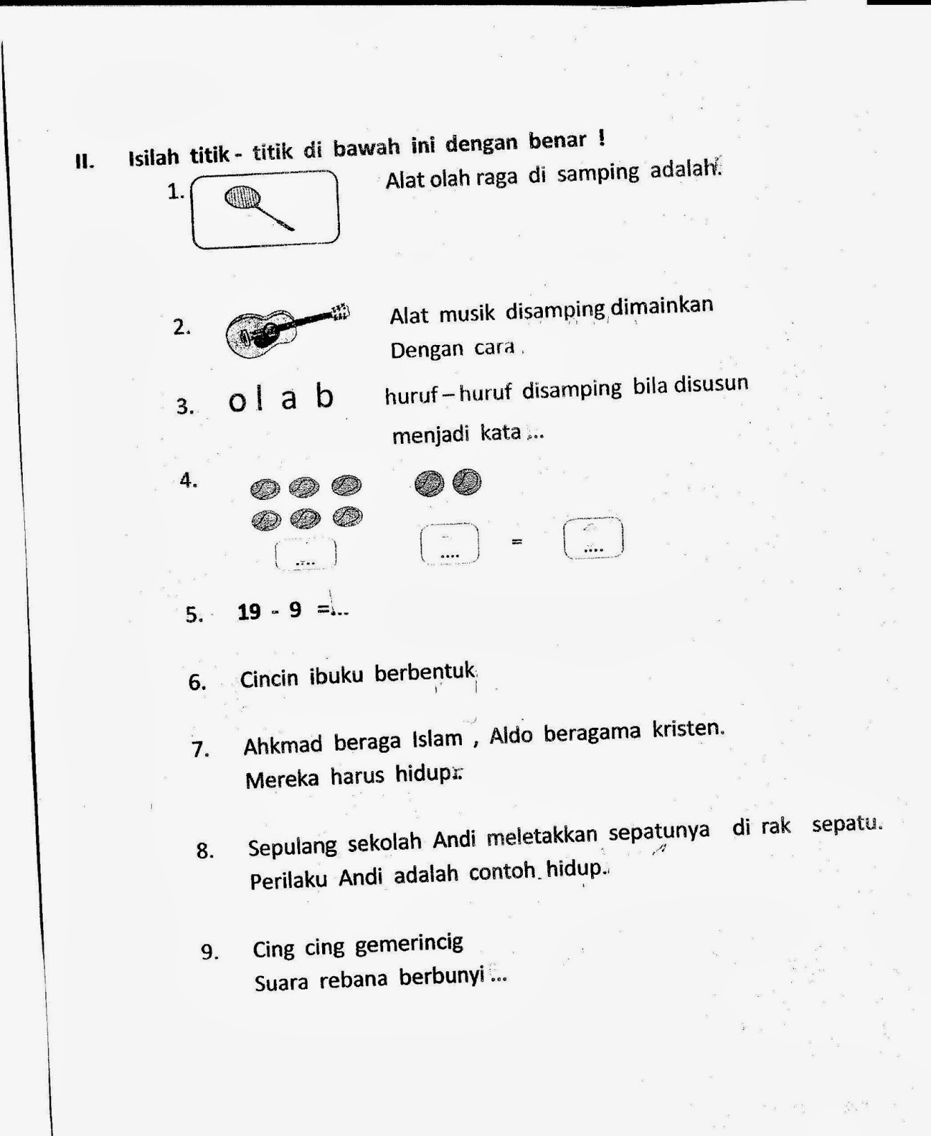 Kegemaranku UAS Kelas 1 TA2013 2014 Kurikulum 2013