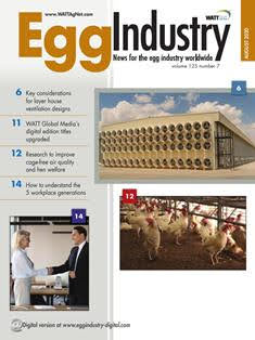 Egg Industry. News for the egg industry worldwide - August 2020 | TRUE PDF | Mensile | Professionisti | Tecnologia | Distribuzione | Uova
Egg Industry is regarded as the standard for information on current issues, trends, production practices, processing, personalities and emerging technology.
Egg Industry is a pivotal source of news, data and information for decision-makers in the buying centers of companies producing eggs and further-processed products.