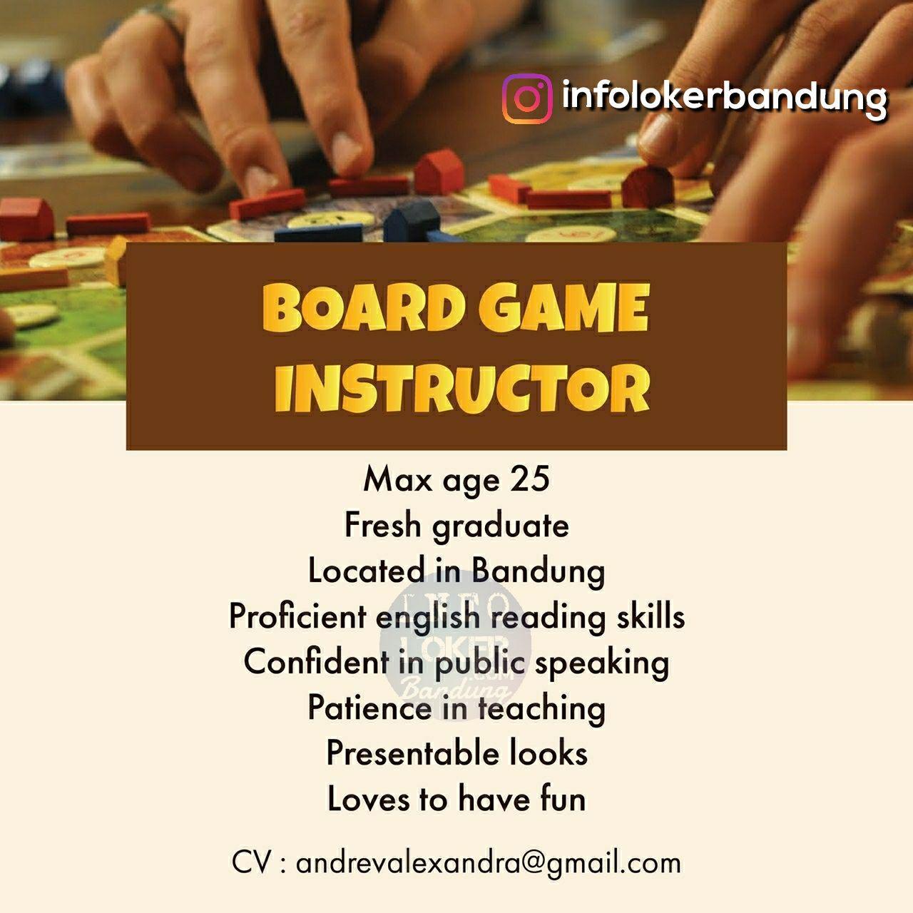 Lowongan Kerja Board Game Instructor Bandung September 2018