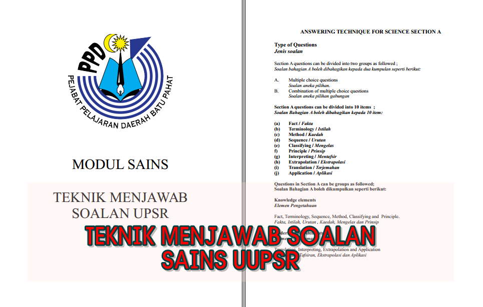 BAHAN UPSR 2016: UPSR  TEKNIK MENJAWAB SOALAN SAINS