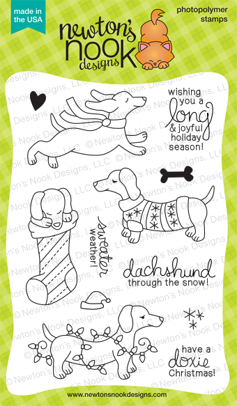 Holiday Hounds - 4x6 Holiday Dog (Dachshund) Stamp set by Newton's Nook Designs