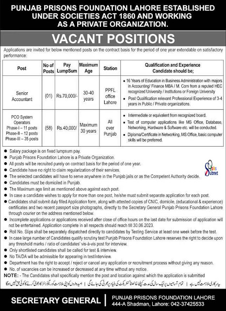 Government Jobs At Punjab Police Prisons Foundation Jobs 2023