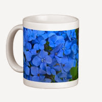 coffee mug with blue flowers