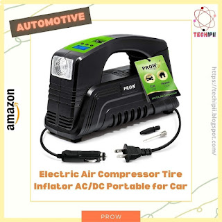 Electric Air Compressor Tire Inflator AC/DC Portable for Car - techipii