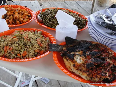 picnic spread at Pink Beach near Komodo Island in Indonesia