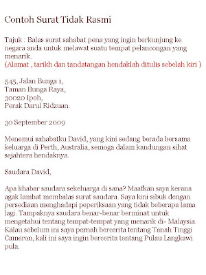 Bahasa Melayu Tingkatan 2: Contoh Surat Rasmi