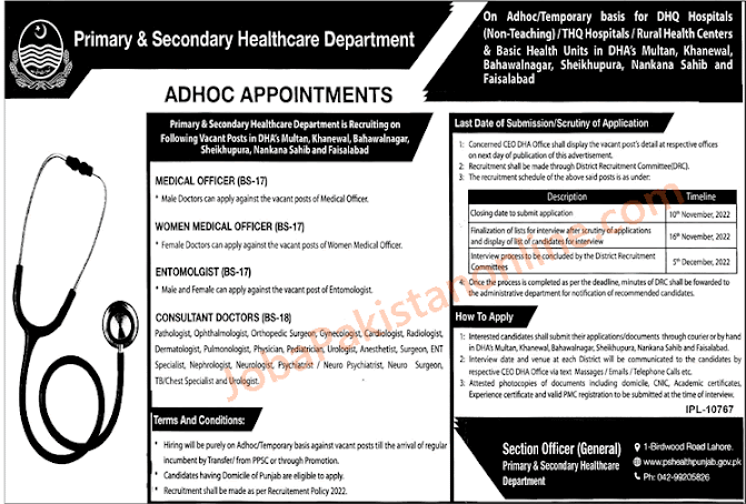 Healthcare department jobs in Punjab 2022 | Jobs Pak Portal