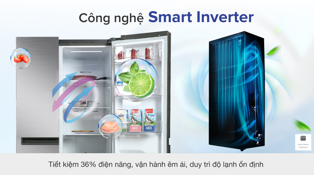 Tủ lạnh LG Inverter 649 Lít GR-B257JDS - Smart Inverter