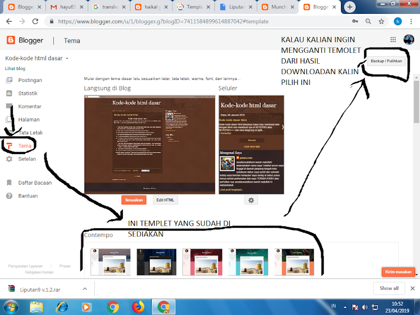 cara mengganti templet pada blogger kita 